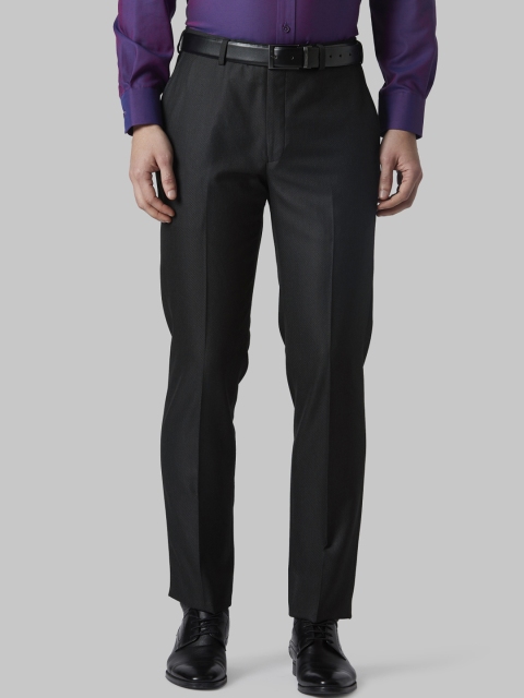 

Park Avenue Men Charcoal Tailored Regular Fit Self Design Formal Trousers