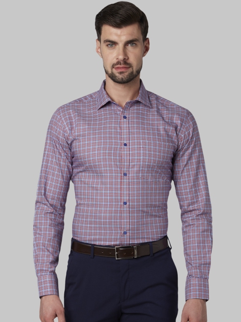 

Park Avenue Men Red & Blue Slim Fit Checked Formal Shirt