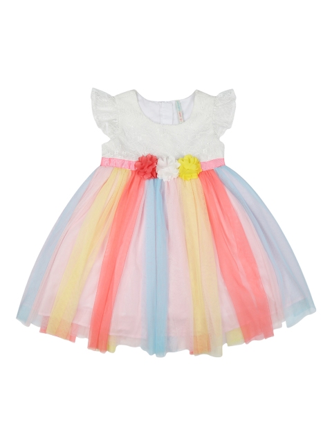 

Pantaloons Junior Girls White & Pink Fit and Flare Dress
