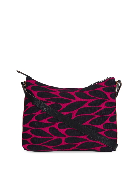 

Anekaant Women Black & Pink Printed Sling Bag