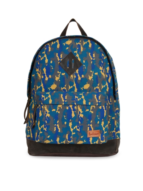 

Anekaant Unisex Blue & Yellow Camouflage Backpack