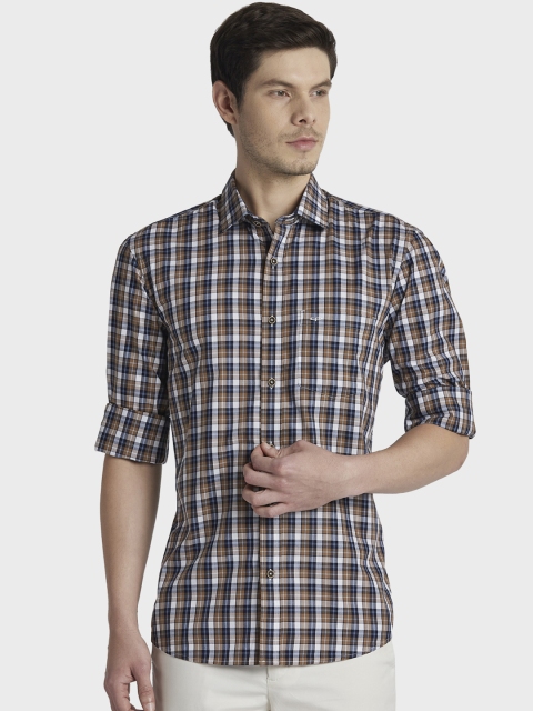

ColorPlus Men Brown Tailored Fit Checked Casual Shirt
