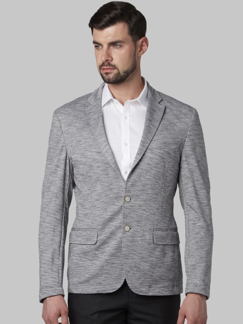 

Park Avenue Men Grey Solid Slim-Fit Single-Breasted Pure Cotton Blazer