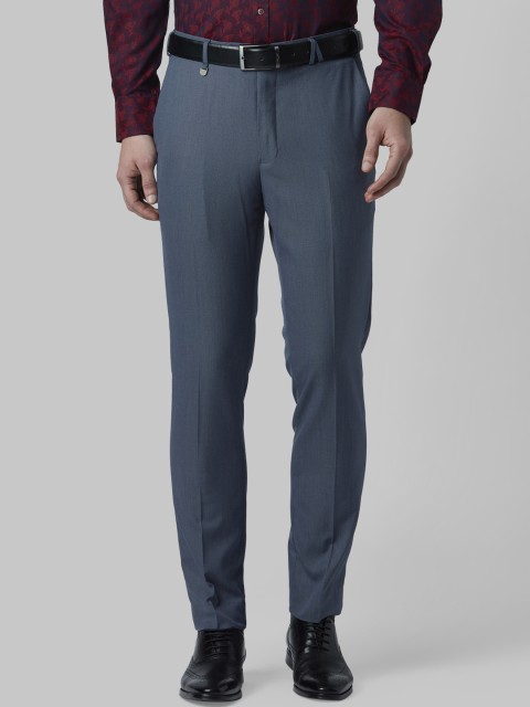 

Park Avenue Men Blue Regular Fit Solid Formal Trousers