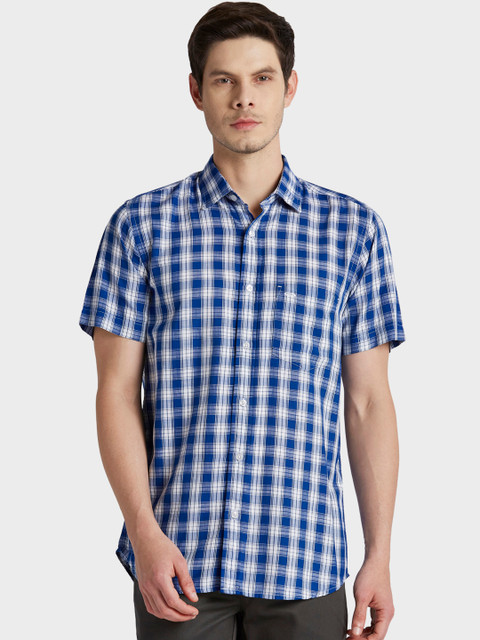

ColorPlus Men Blue Tailored Fit Checked Casual Shirt