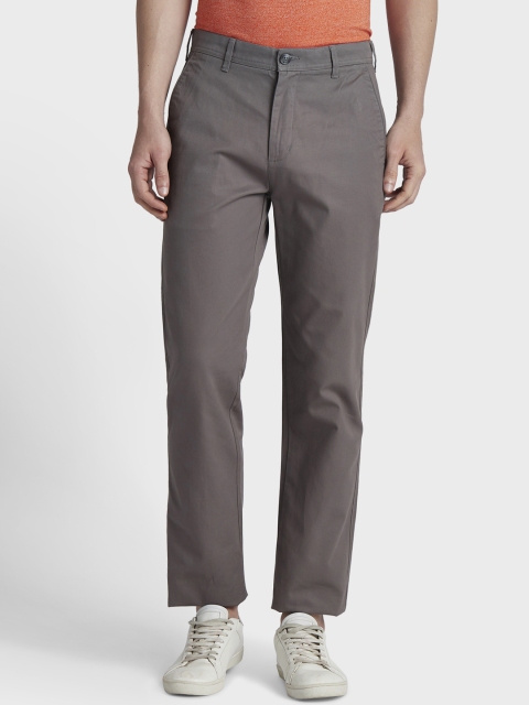 ColorPlus Men Grey Regular Fit Solid Regular Trousers