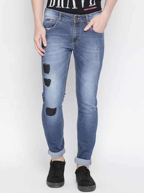 

BOLTS and BARRELS Men Blue Slim Fit Low-Rise Mildly Distressed Stretchable Jeans
