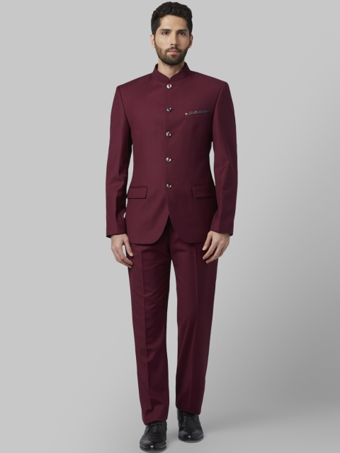 

Park Avenue Men Maroon Solid Slim-Fit Bandhgala Suit