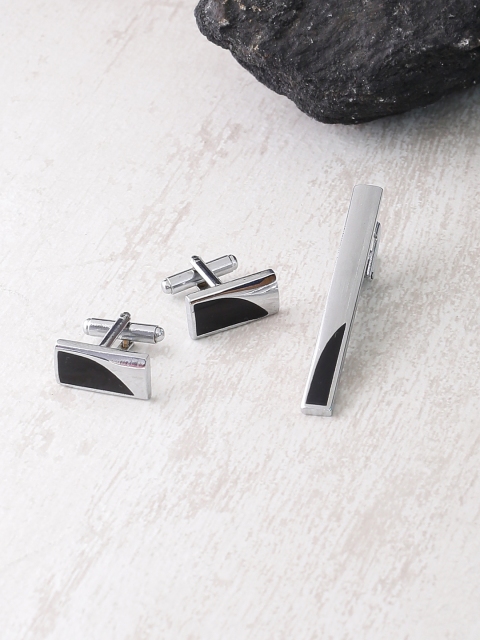 

Dare by Voylla Men Silver-Toned & Black Accessory Gift Set