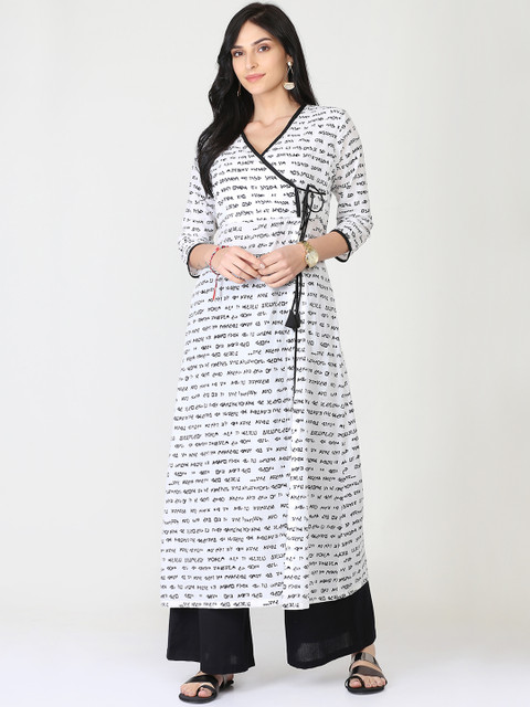 

Abhishti Women White Printed Kurta with Palazzos