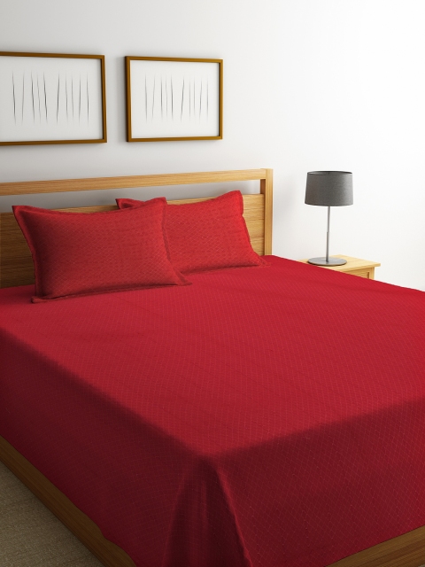 

Soumya Maroon Printed Double Bed Cover with 2 Pillow Covers