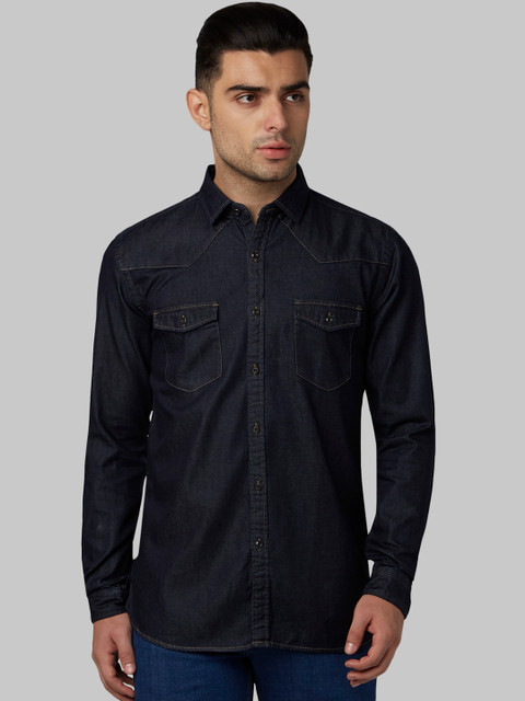 

Park Avenue Men Navy Blue Slim Fit Solid Casual Denim Shirt