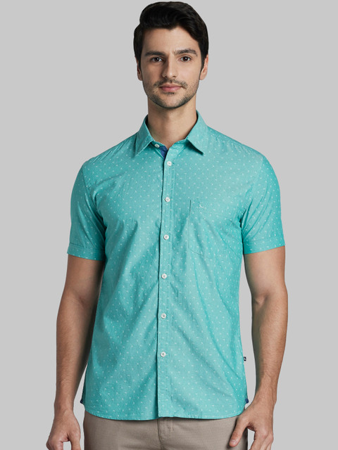 

Parx Men Sea Green Slim Fit Printed Casual Shirt