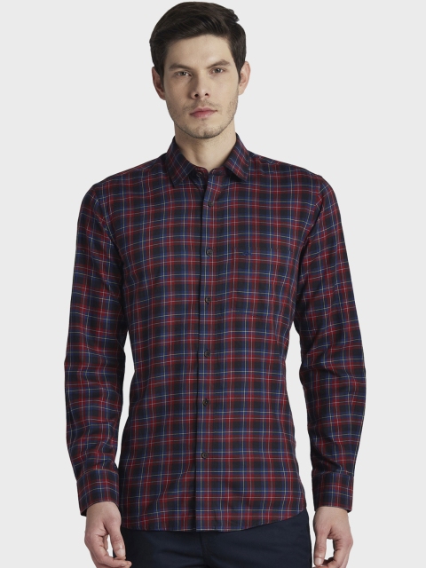 

ColorPlus Men Red & Blue Tailored Fit Checked Casual Shirt