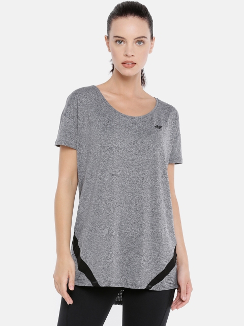 

4F Women Middle Grey Melange Solid Top