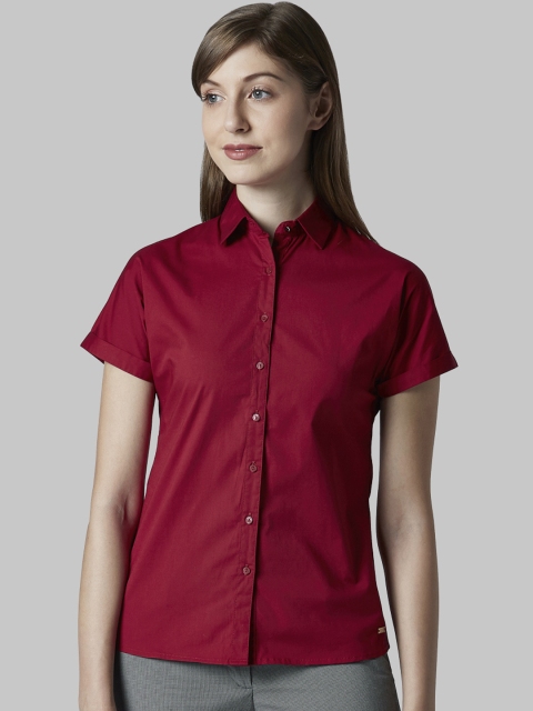 

Park Avenue Women Red Regular Fit Solid Casual Shirt