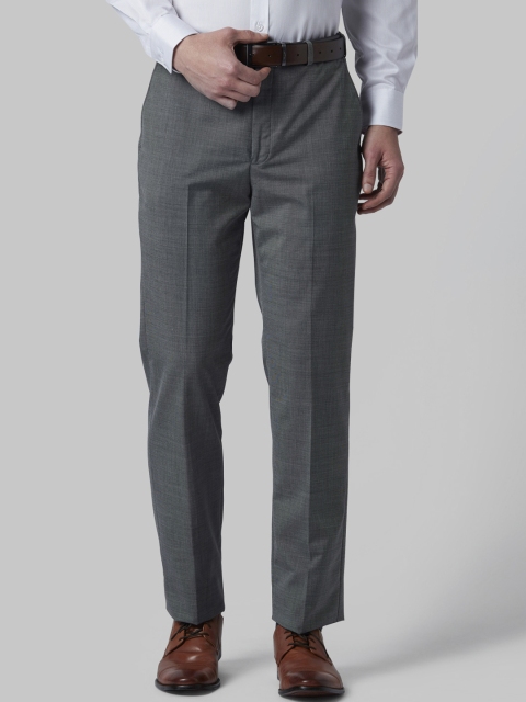 

Park Avenue Men Grey Regular Fit Self Design Formal Trousers