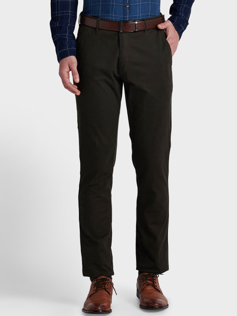 

ColorPlus Men Green Regular Fit Solid Formal Trousers