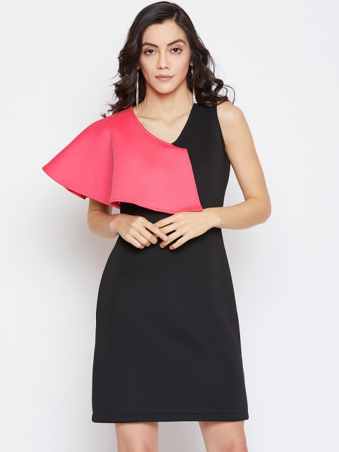 

Imfashini Women Black & Pink Solid Sheath Dress