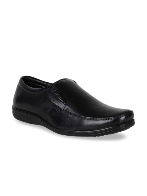 

Respiro Men Black Leather Formal Slip-Ons