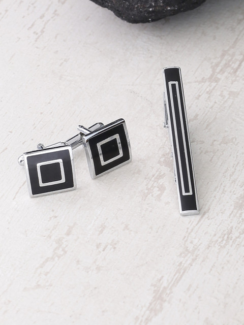

Dare by Voylla Men Silver-Toned & Black Accessory Gift Set