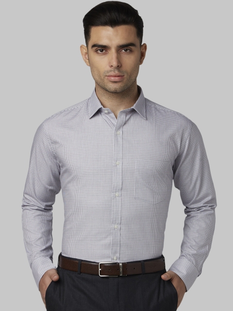 

Park Avenue Men Grey & Black Slim Fit Checked Formal Shirt