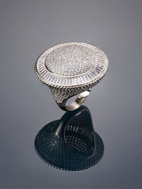 

shaze Women Silver-Plated CZ-Studded Finger Ring