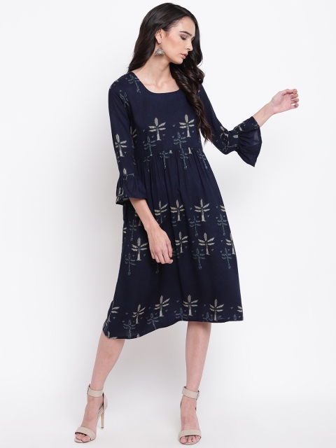 

trueBrowns Women Blue Fit and Flare Dress
