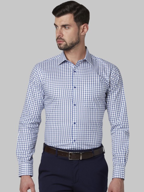 

Park Avenue Men Blue & White Slim Fit Checked Formal Shirt