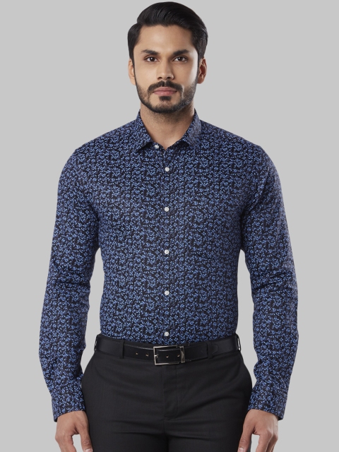 

Next Look Men Blue & Black Slim Fit Printed Formal Shirt