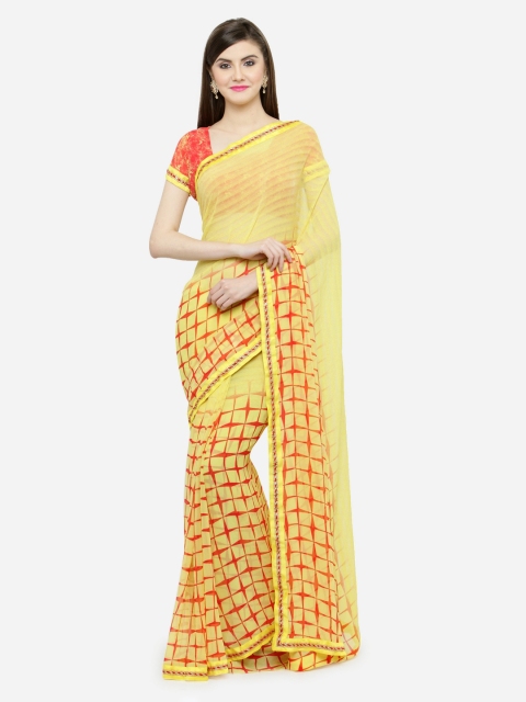 

Shaily Yellow Printed Silk Saree