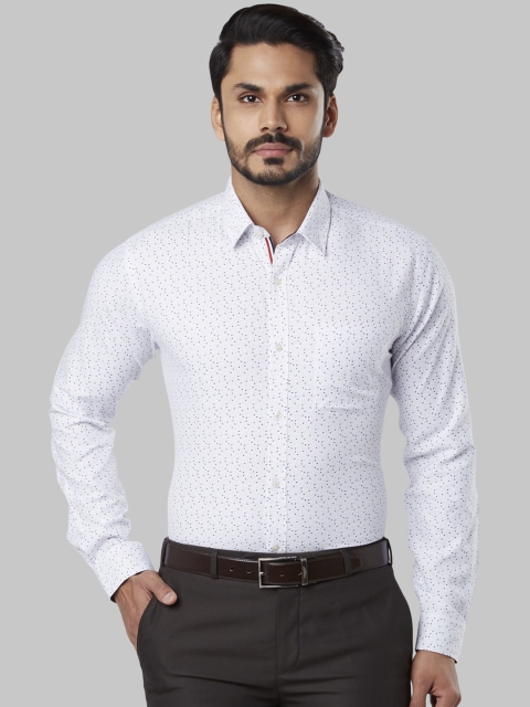 

Next Look Men White & Purple Slim Fit Printed Formal Shirt