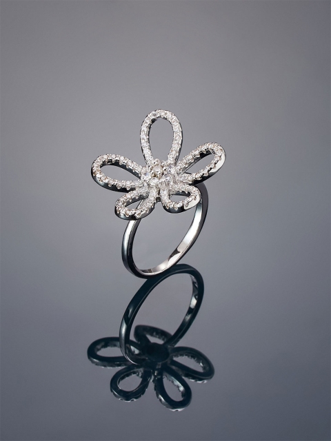 

shaze Women Silver-Plated CZ-Studded Finger Ring