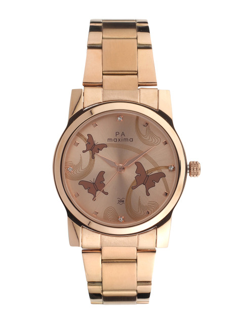 

maxima Women Gold-Toned & Brown Analogue Watch O-44560CMLR