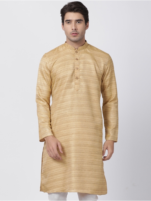

VASTRAMAY Men Beige Solid Straight Kurta