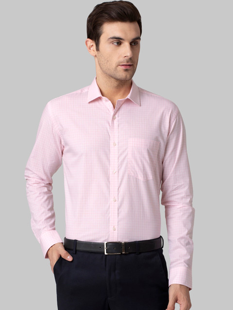 

Park Avenue Men Pink Slim Fit Checked Formal Shirt