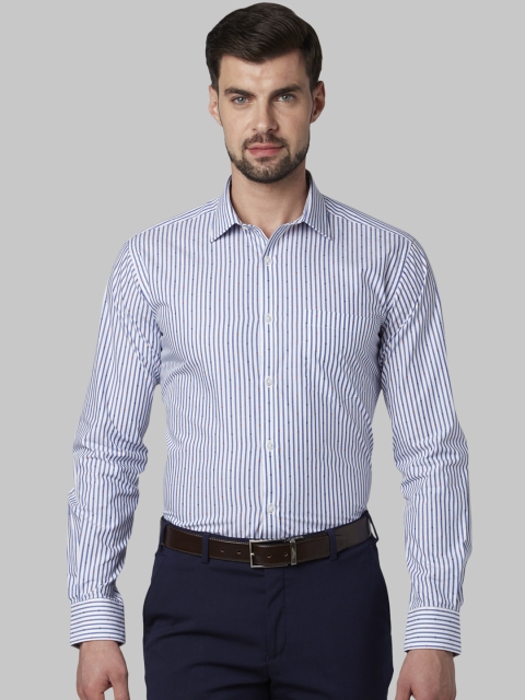 

Park Avenue Men Blue & White Slim Fit Striped Formal Shirt
