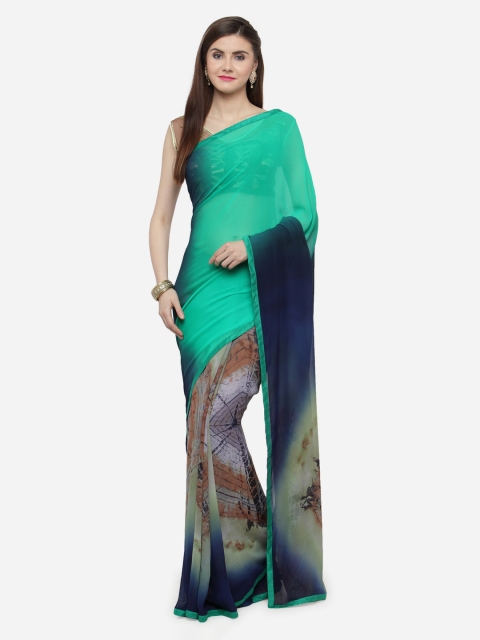 

Shaily Green & Blue Pure Georgette Printed Saree