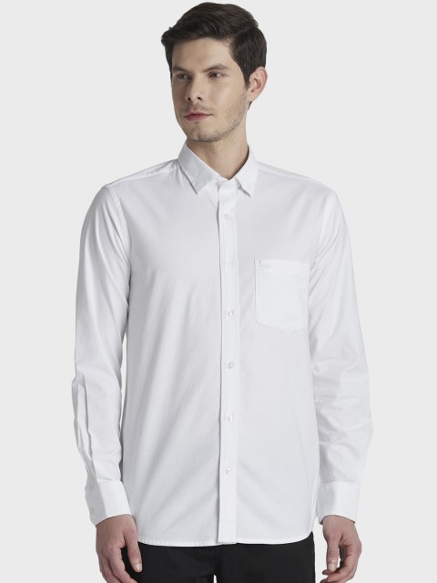 

ColorPlus Men White Tailored Fit Solid Casual Shirt