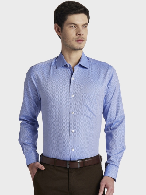 

ColorPlus Men Blue Tailored Fit Self Design Formal Shirt