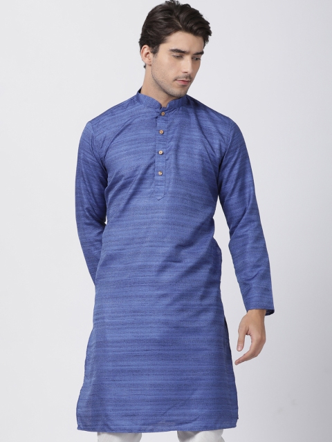

VASTRAMAY Men Blue Woven Design Straight Kurta