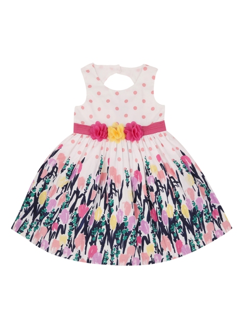 

Pantaloons Junior Girls Off-White & Navy Blue Fit and Flare Dress