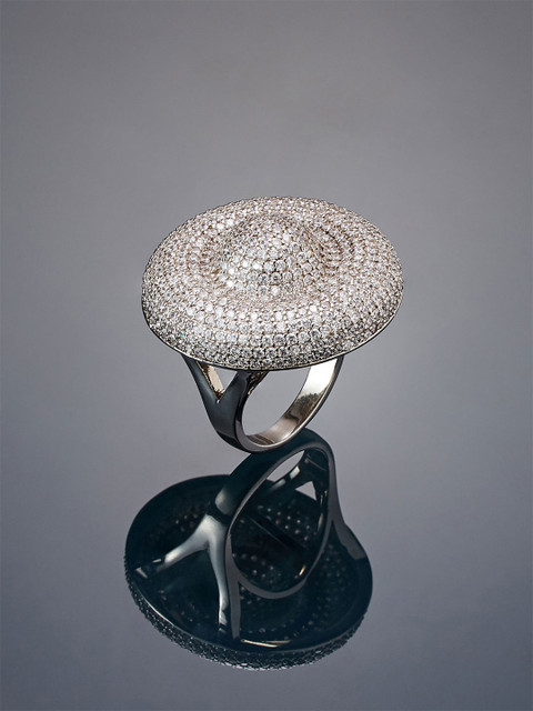

shaze Women Silver-Plated CZ-Studded Finger Ring