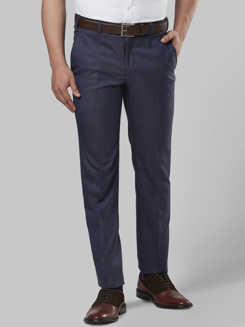 

Next Look Men Navy Blue Slim Fit Solid Formal Trousers
