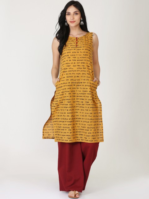 

Abhishti Women Yellow & Red Printed Kurta with Palazzos