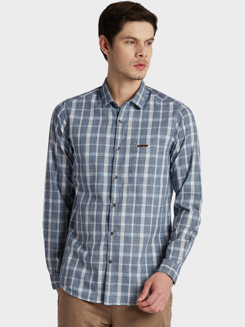 

ColorPlus Men Blue Regular Fit Checked Casual Shirt