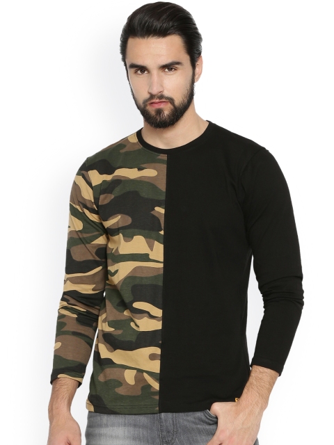

Campus Sutra Men Black Colourblocked Round Neck T-shirt