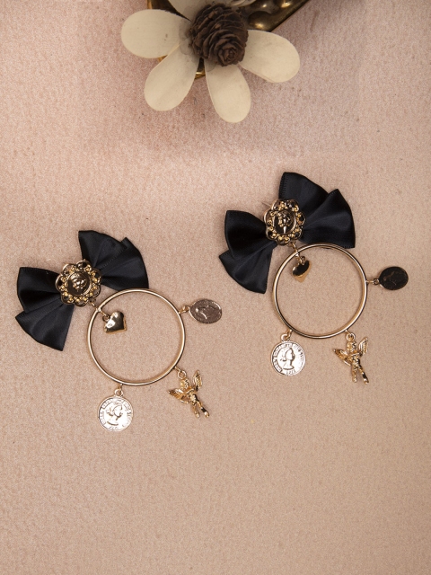 

DIVA WALK Gold-Plated & Black Circular Drop Earrings