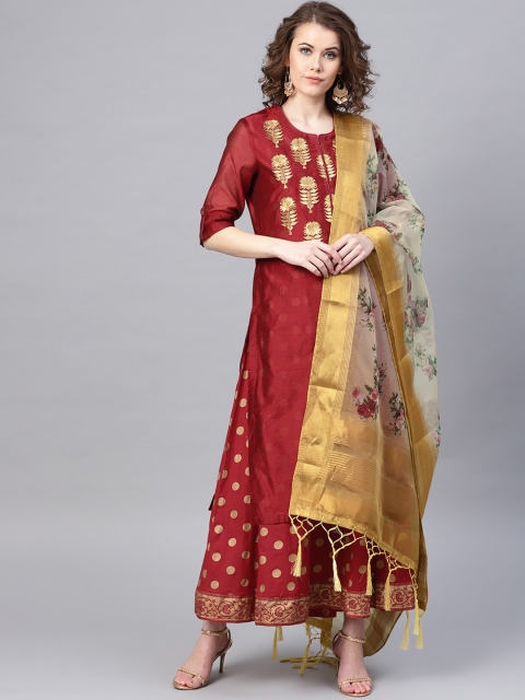 

Juniper Maroon Printed Dupatta