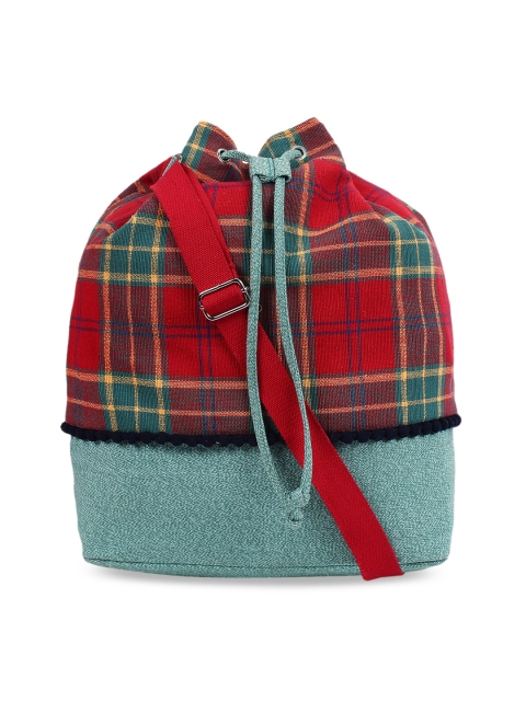 

Anekaant Women Red & Green Checked Sling Bag
